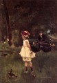 「A La Fillette au Canard」ベルギーの女性画家 アルフレッド・スティーブンス